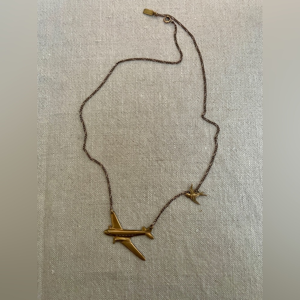 Erica Weiner Brass Airplane Necklace – Designer Statement Piece